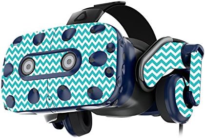 עור אדיסקינס תואם לאוזניות HTC Vive Pro VR - שברון טורקיז | כיסוי עטיפת מדבקות ויניל מגן, עמיד
